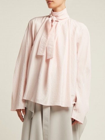 LEMAIRE Pink Silk neck-tie blouse ~ feminine & ladylike