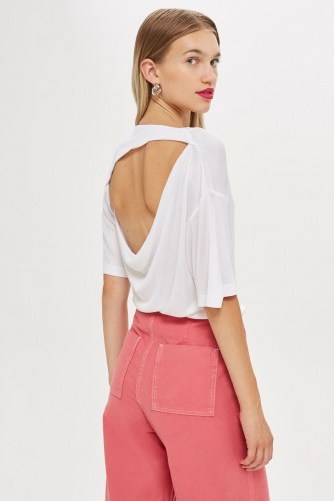 Topshop Slash Back T-Shirt by Boutique | white open back tee - flipped