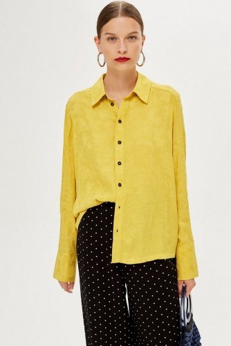 Topshop Snake Jacquard Shirt Mustard – yellow printed shirts - flipped