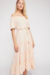 FP Beach Spell On You Midi Dress in Almond at Free People | peasant style summer frock