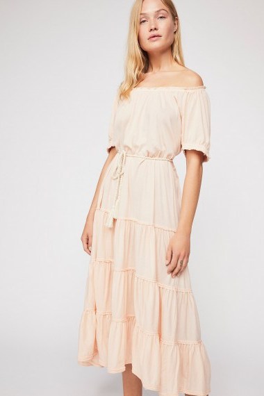 FP Beach Spell On You Midi Dress in Almond at Free People | peasant style summer frock - flipped