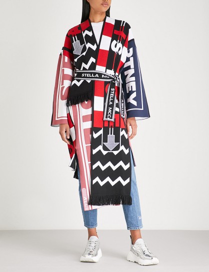 STELLA MCCARTNEY Multi logo-embroidered wool-blend coat – bold mixed prints