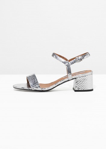 & other stories Strappy Heeled Sandals Silver / metallic block heel shoes - flipped