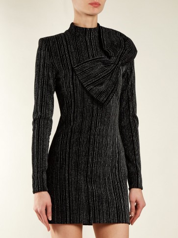 BALMAIN Striped Lurex cotton-blend mini dress ~ glamorous lbd