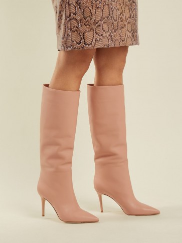 GIANVITO ROSSI Suzan knee-high pink leather point toe boots