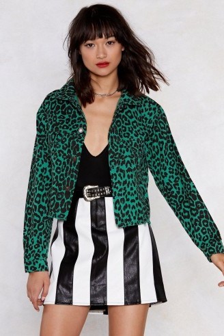 Nasty Gal The Here and Meow Leopard Denim Jacket | animal prints - flipped