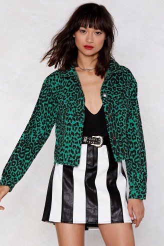 Nasty Gal The Here and Meow Leopard Denim Jacket | animal prints