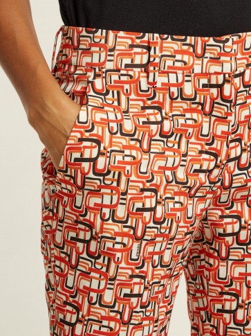 PRADA U-print tailored wool-blend trousers ~ orange retro prints