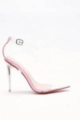 IN THE STYLE VALARIA PINK CLEAR STRAPPY POINTED DETAIL HEELS ~ transparent barely there