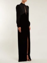 GIVENCHY Black Velvet and crepe high neck gown