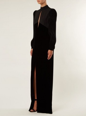 GIVENCHY Black Velvet and crepe high neck gown - flipped