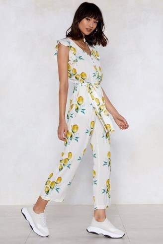 Nasty Gal When Life Gives You Lemons Ruffle Jumpsuit White | pretty summer all in one - flipped