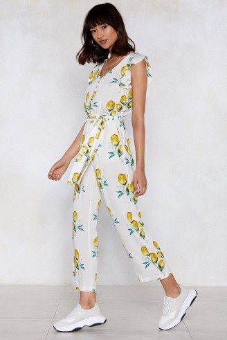 Nasty Gal When Life Gives You Lemons Ruffle Jumpsuit White | pretty summer all in one