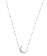 ANDREA FOHRMAN White Gold White Diamond Pavé Mini Crescent Necklace | celestial jewellery