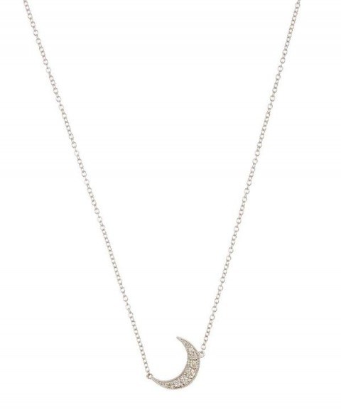 ANDREA FOHRMAN White Gold White Diamond Pavé Mini Crescent Necklace | celestial jewellery - flipped