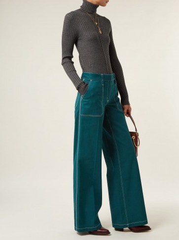 CHLOÉ Wide-leg jeans | teal green denim | vintage inspired - flipped