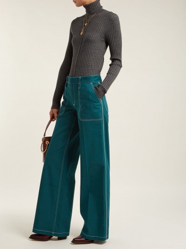 CHLOÉ Wide-leg jeans | teal green denim | vintage inspired