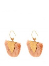ELISE TSIKIS Agia pink tasseled leaf earrings / luxe style boho accessory