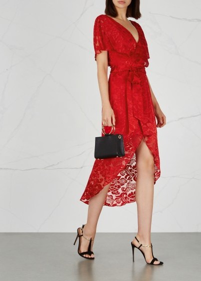 ALICE + OLIVIA Darva red devoré dress / floral lace/burnout - flipped