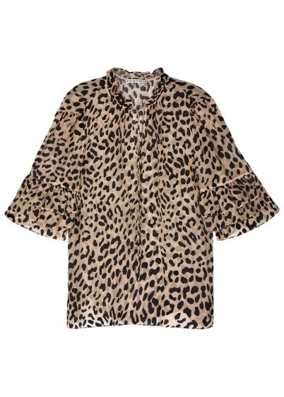 ALICE + OLIVIA Julius flocked leopard chiffon blouse – animal prints – brown tones - flipped