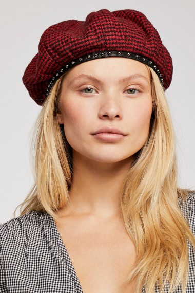 Free People Alice Studded Houndstooth Beret / dogtooth checks / chic Autumn accessory
