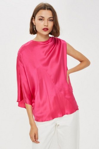 Topshop Asymmetric Kimono Top by Boutique in Pink | oriental inspired | one sleeve - flipped