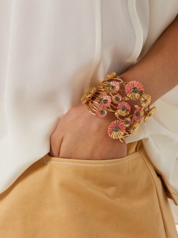 AURÉLIE BIDERMANN Athina floral gold-plated cuff ~ beautiful flower jewellery - flipped
