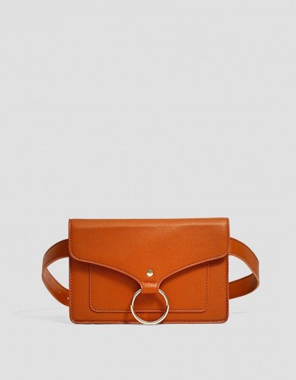 stradivarius Belt bag purse in pale camel | chic brown fanny pack - flipped