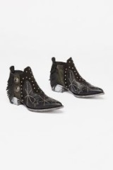 Mexicana Bev Western Boot in Black / cool studded fringe-trimmed ankle boots