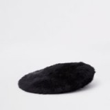 River Island Black fluffy moulded beret | faux fur hats