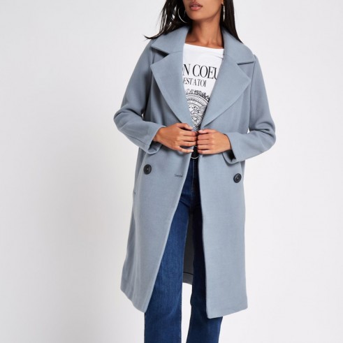River Island Blue wool double breasted coat – casual chic