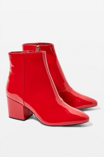 Topshop Brandy Red Patent Ankle Boots | retro autumn footwear - flipped