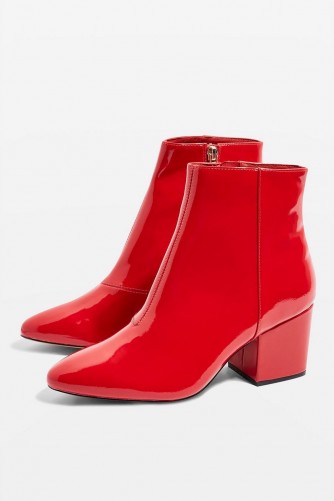 Topshop Brandy Red Patent Ankle Boots | retro autumn footwear