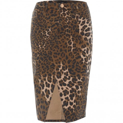 River Island Brown leopard print split hem pencil skirt | animal prints