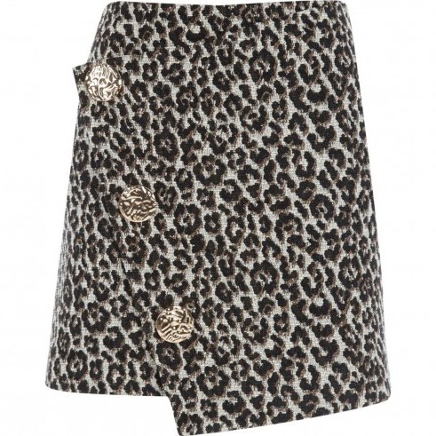 River Island Brown leopard print wrap front mini skirt | animal prints | colours for autumn - flipped