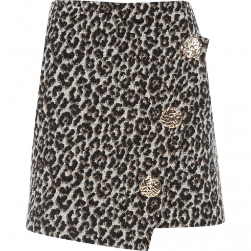 River Island Brown leopard print wrap front mini skirt | animal prints | colours for autumn