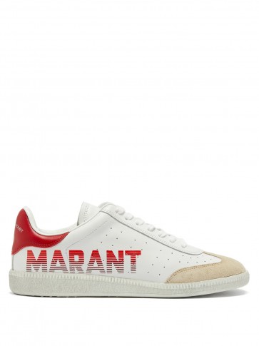 ISABEL MARANT Bryce white leather low-top trainers / logo sports fashion