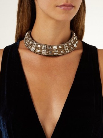 REBECCA DE RAVENEL Carmen crystal-embellished collar ~ luxe statement collars ~ stand-out event accessory - flipped