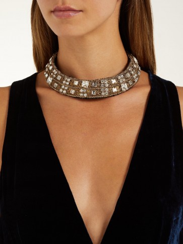 REBECCA DE RAVENEL Carmen crystal-embellished collar ~ luxe statement collars ~ stand-out event accessory