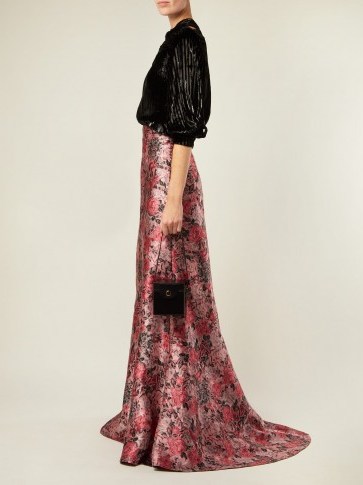 ERDEM Clement pink floral-jacquard maxi skirt ~ luxe event wear - flipped