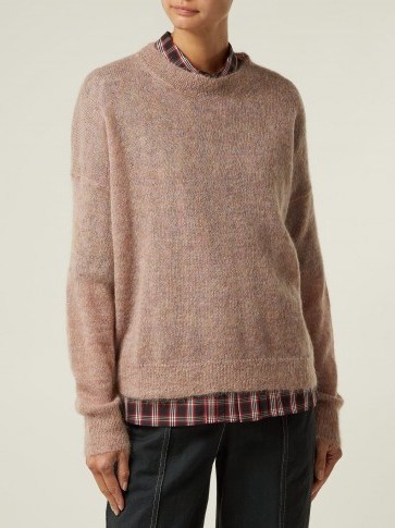 ISABEL MARANT ÉTOILE Cliftony pink mohair-blend round neck sweater ~ casual luxe knitwear - flipped