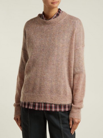 ISABEL MARANT ÉTOILE Cliftony pink mohair-blend round neck sweater ~ casual luxe knitwear