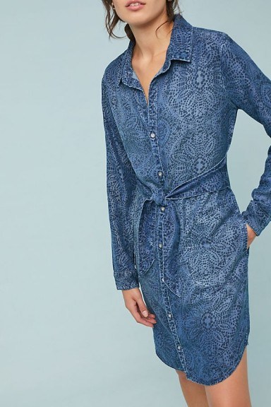 Cloth & Stone Printed Chambray Shirtdress | patterned denim shirt dress - flipped