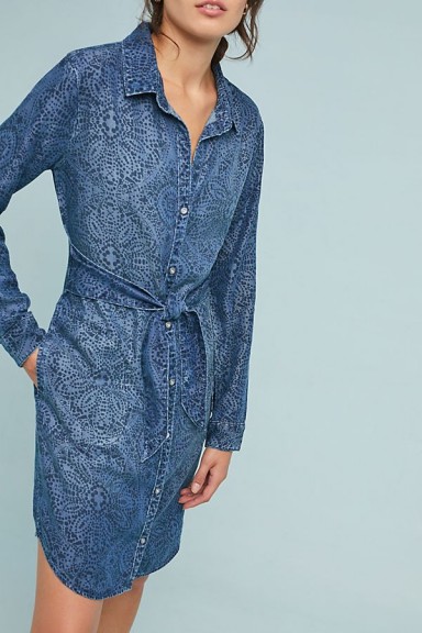 Cloth & Stone Printed Chambray Shirtdress | patterned denim shirt dress
