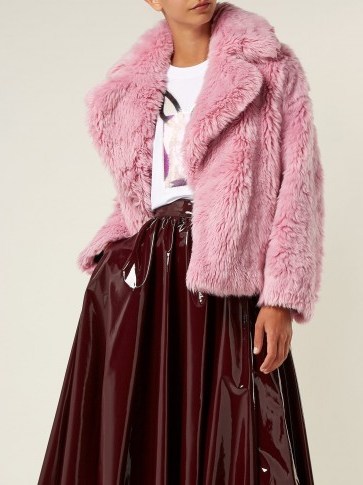 MSGM Pink Cropped faux-fur jacket ~ luxe winter coats - flipped