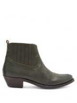 GOLDEN GOOSE DELUXE BRAND Crosby green leather ankle boots / western style boot
