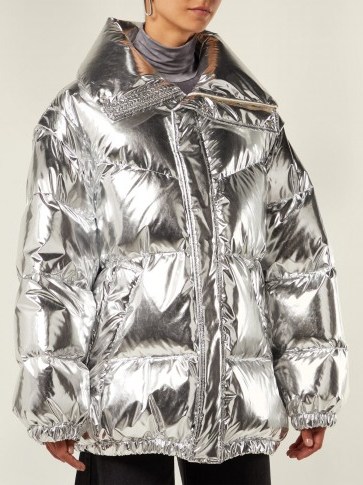 MM6 MAISON MARGIELA Detachable sleeve silver puffer jacket ~ metallic quilted coat - flipped
