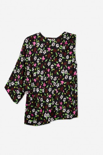 Boutique Ditsy Print Kimono Top / floral one sleeve - flipped