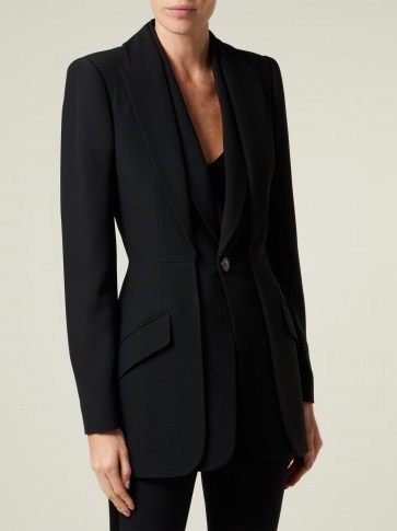 ALEXANDER MCQUEEN Double-layered black crepe blazer ~ stylish tailored jacket - flipped