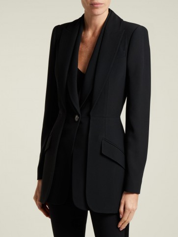 ALEXANDER MCQUEEN Double-layered black crepe blazer ~ stylish tailored jacket